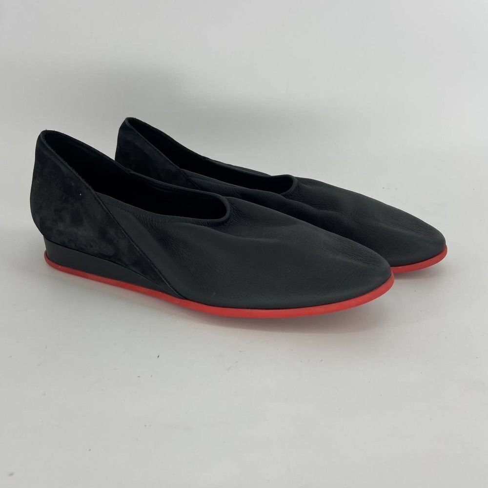 Arche Black Nubuck Red Sole Bibara Leather Flat Womens 40